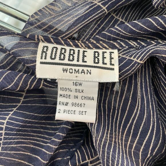 VTG Robbie Bee Gray Two Piece Sheer Dress Kimono Set Size 16W Special Occasion - Picture 6 of 15